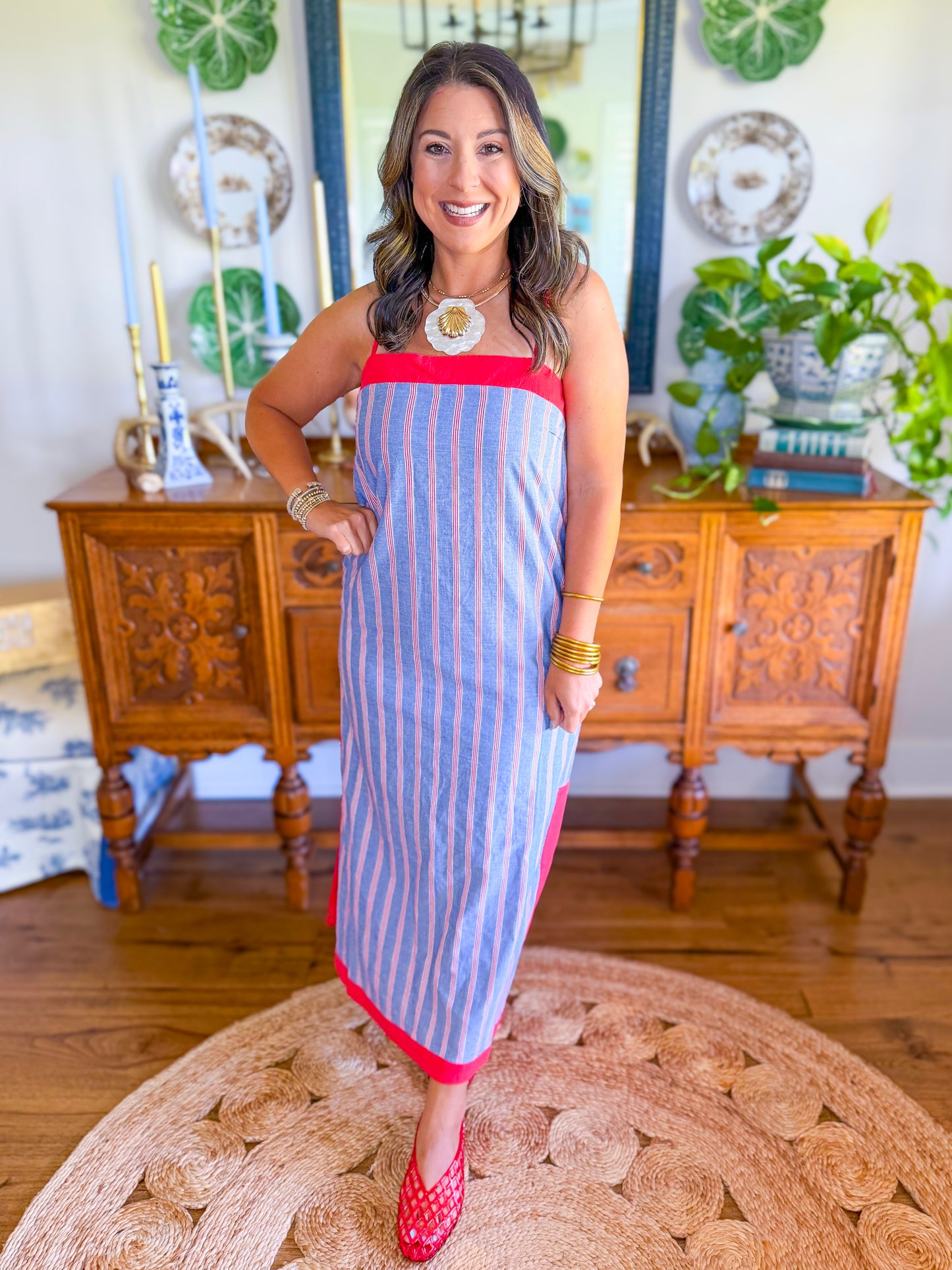 Coastal Chambray Stripe Maxi Dress