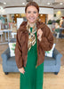 The Westwood Suede Zip Jacket in Chocolate