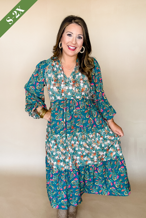 Paisley Patchwork Tiered Midi Dress