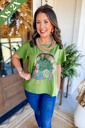 Queen of Sparkles Olive Green Big Turkey Tee