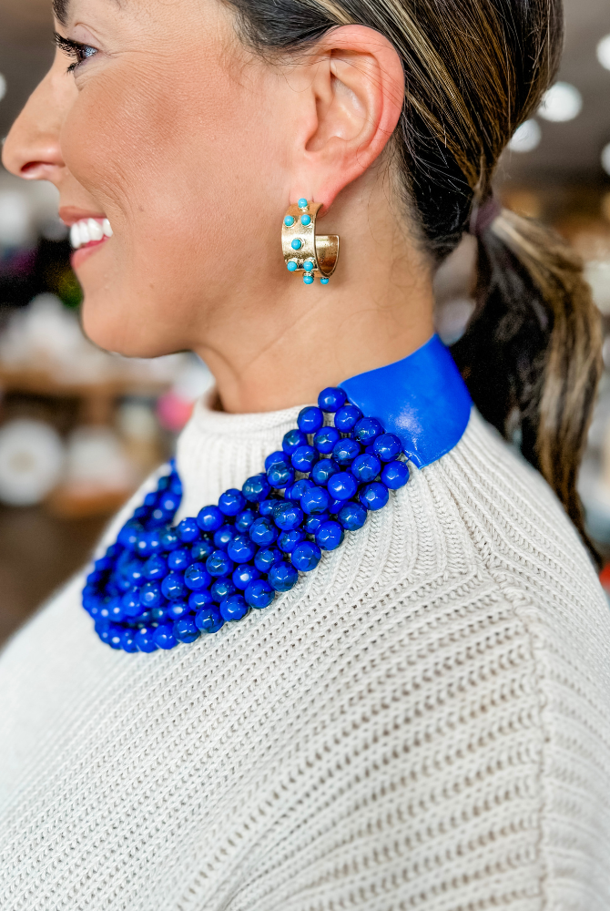 The Olivia Necklace in Marble Royal Blue