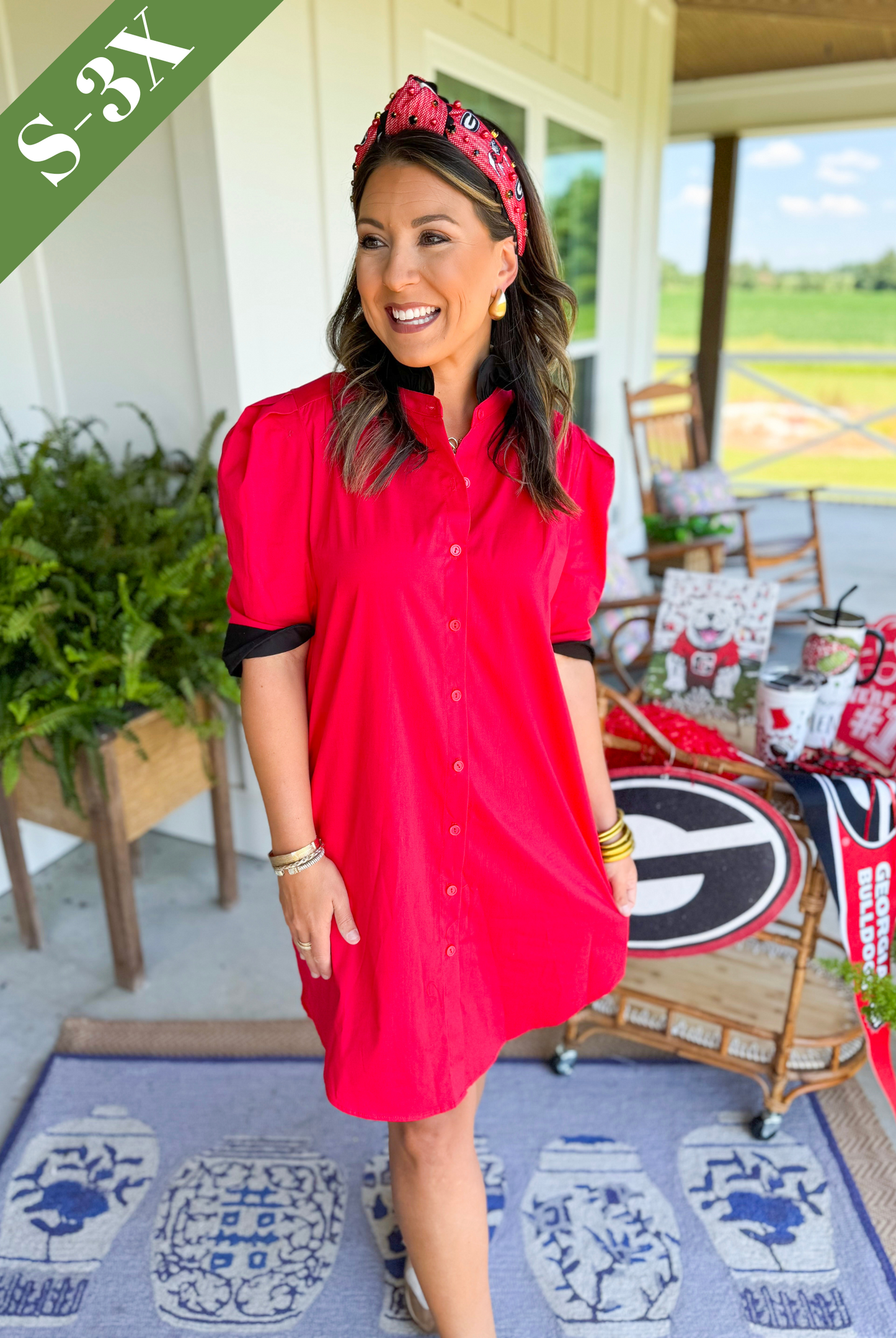 Adrienne Callie Dress in Red & Black