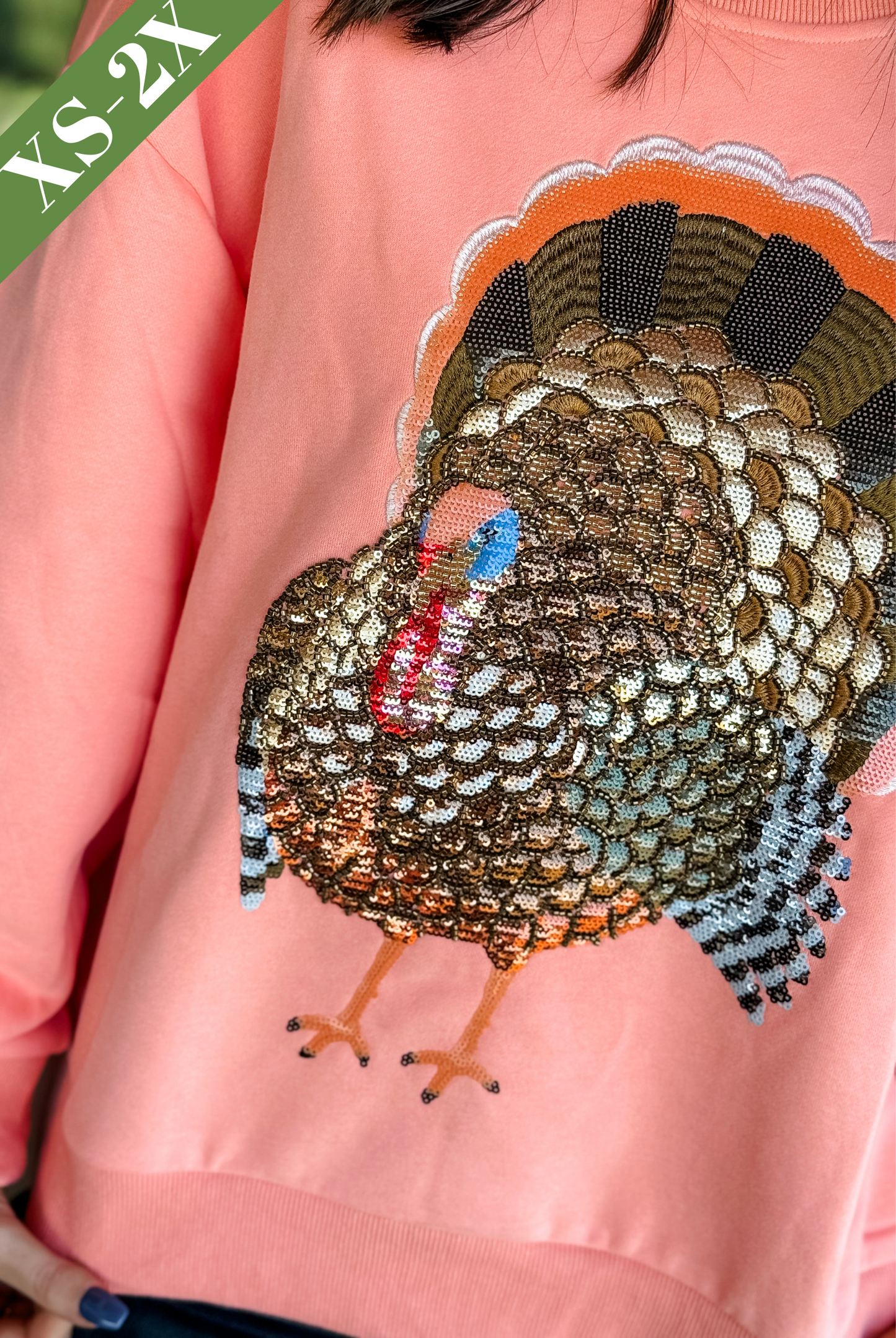 Queen of Sparkles Peach Big Turkey Sweatshirt