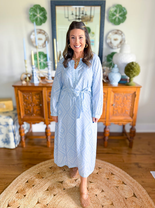 Victoria Dunn | Quinn Maxi Dress in Sky Mosaic