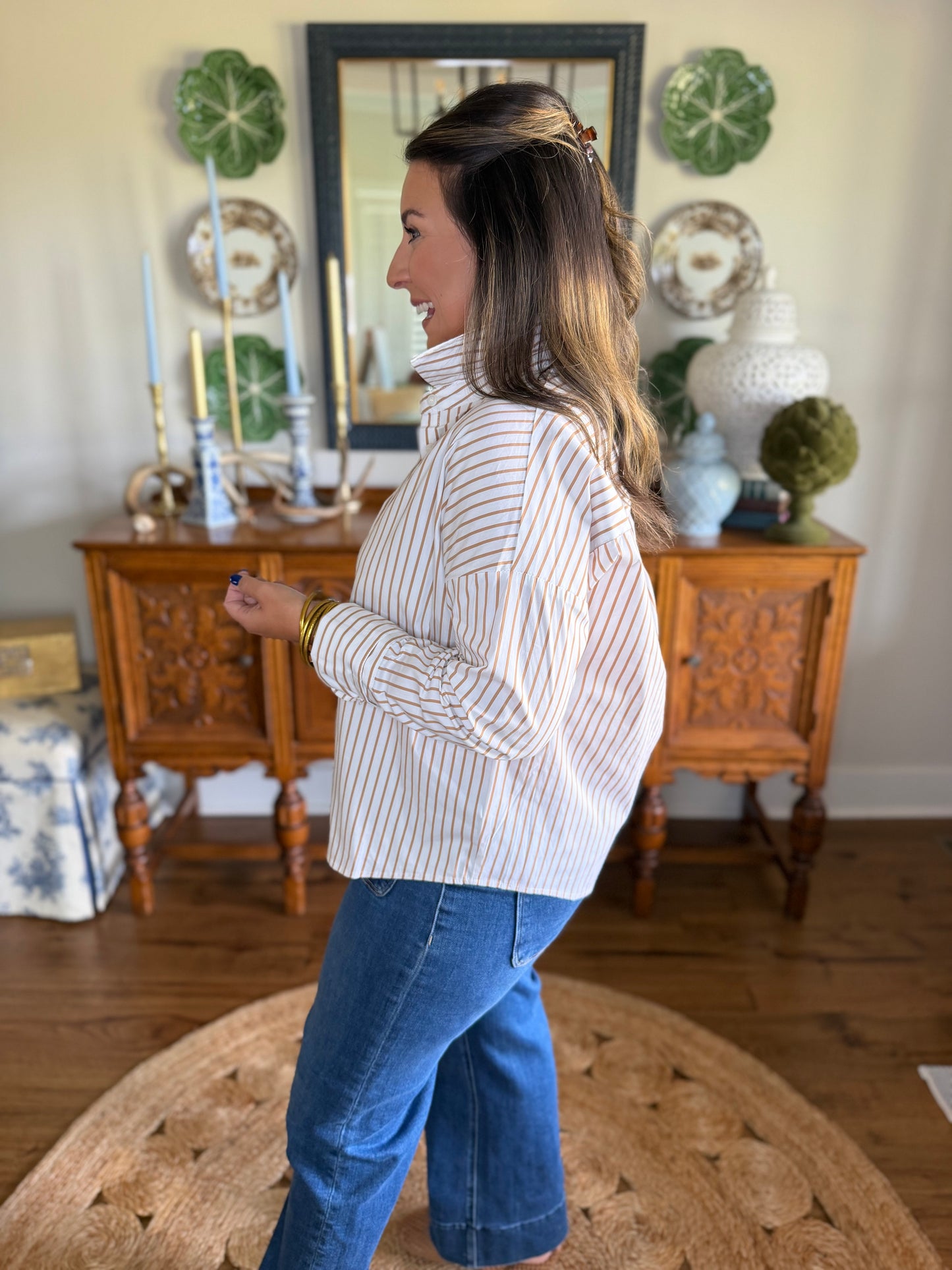 Hollis Stripe Button Down Top