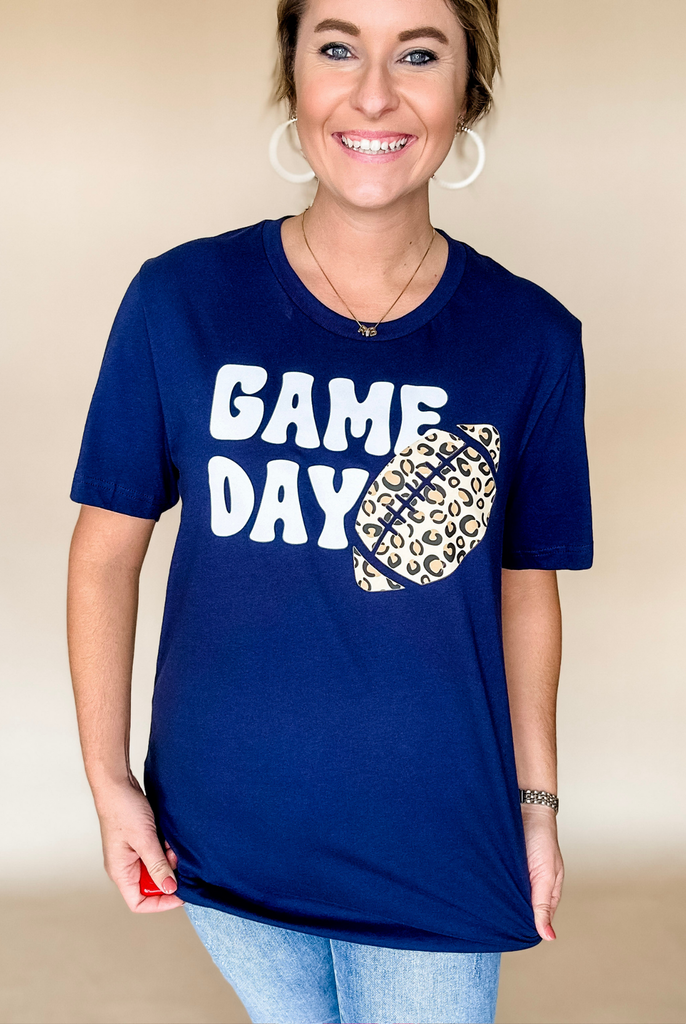 Leopard Game Day Tee in Navy