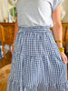 The Picnic Gingham Midi Skirt in Navy