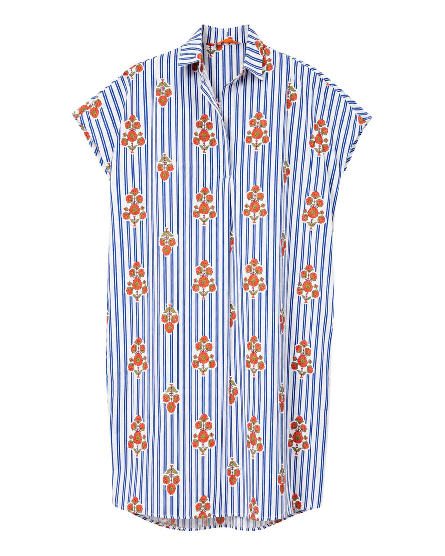 Karlie | Stripe Floral V-Neck Shirt Dress