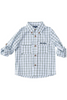 Prodoh FOUNDERS KIDS FISHING SHIRT IN POSY GREEN POWDER BLUE WINDOWPANE