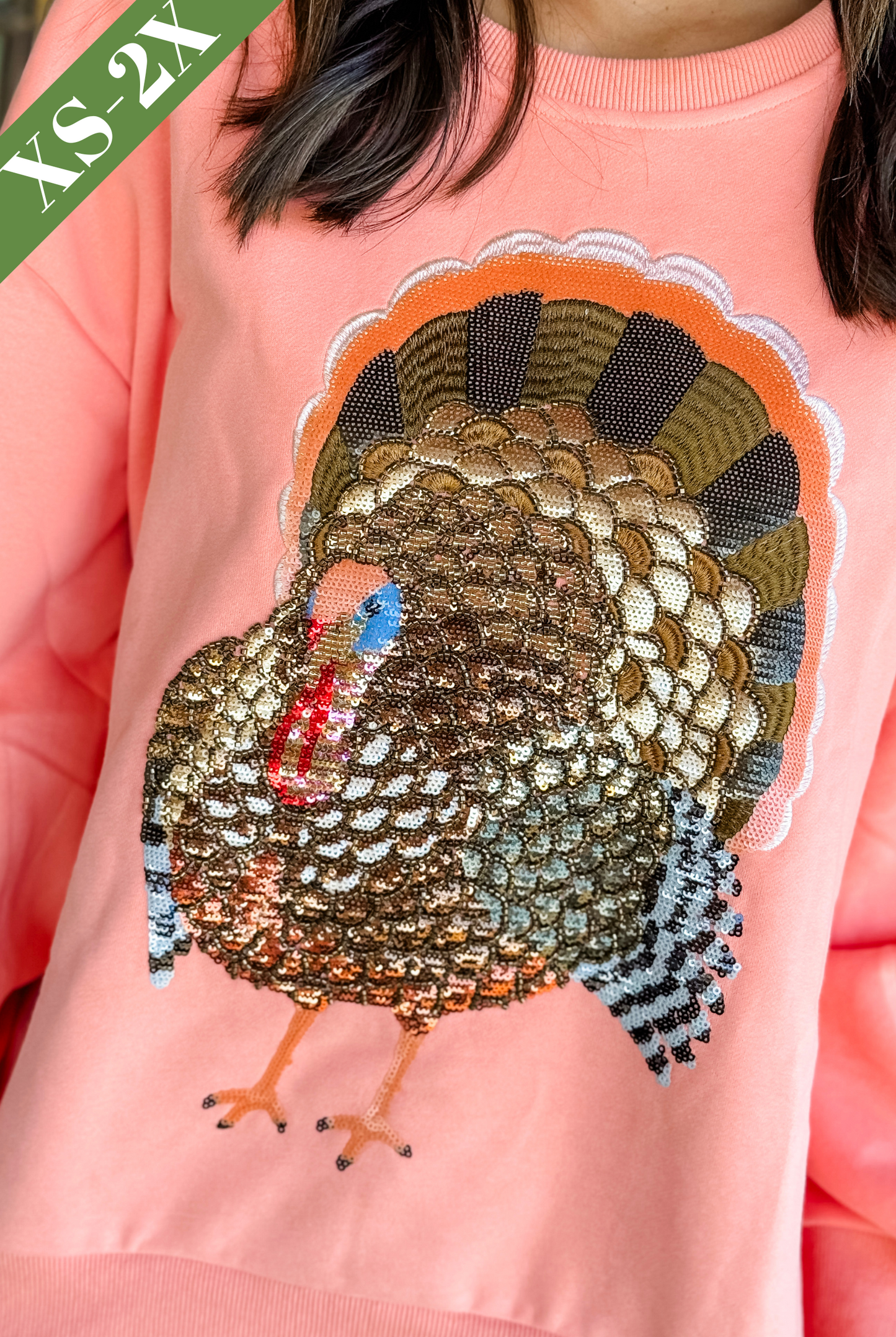 Queen of Sparkles Peach Big Turkey Sweatshirt