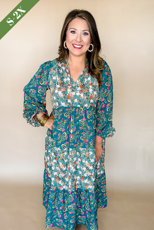 Paisley Patchwork Tiered Midi Dress