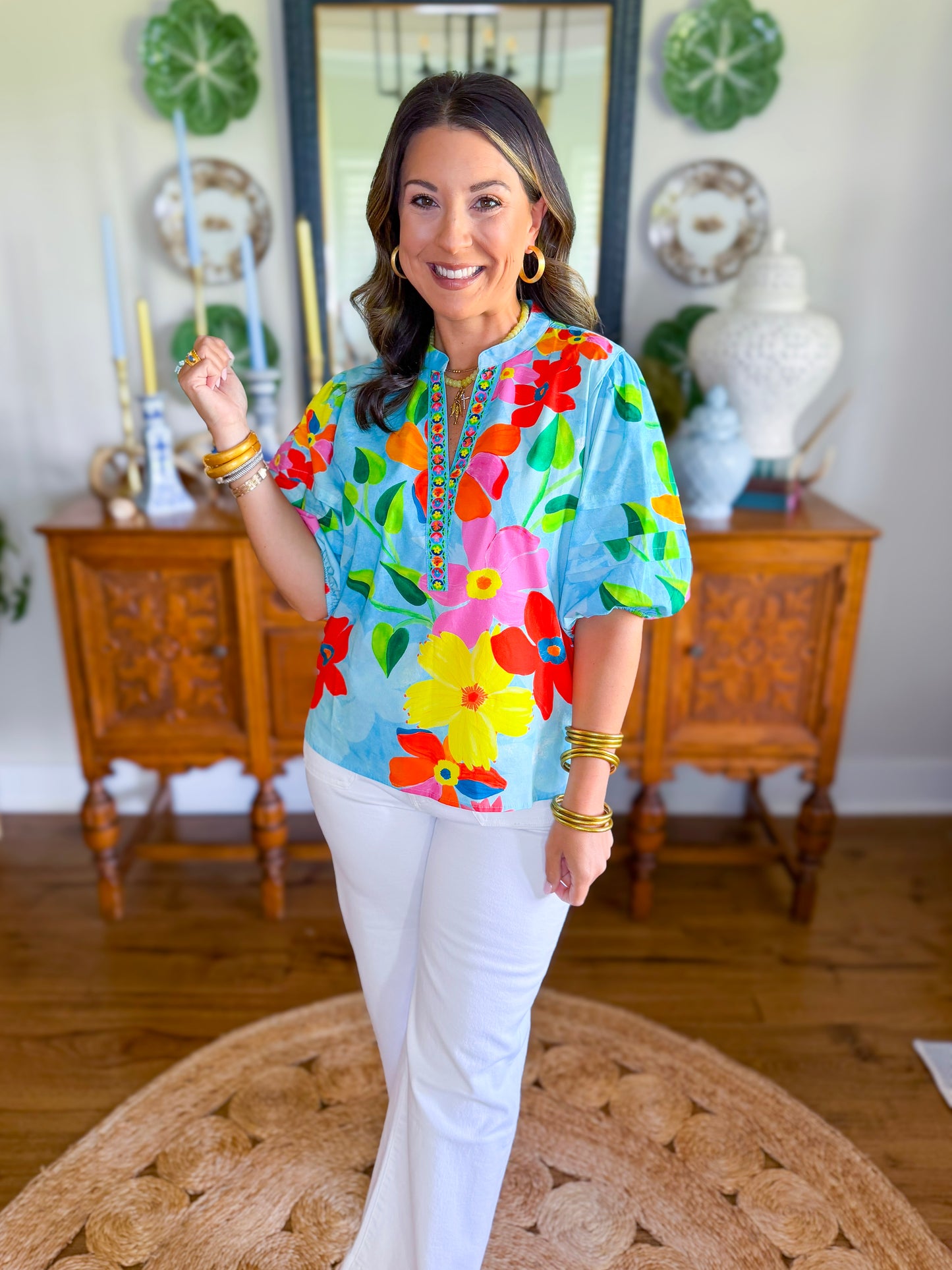 Raya Top in Floral Sky
