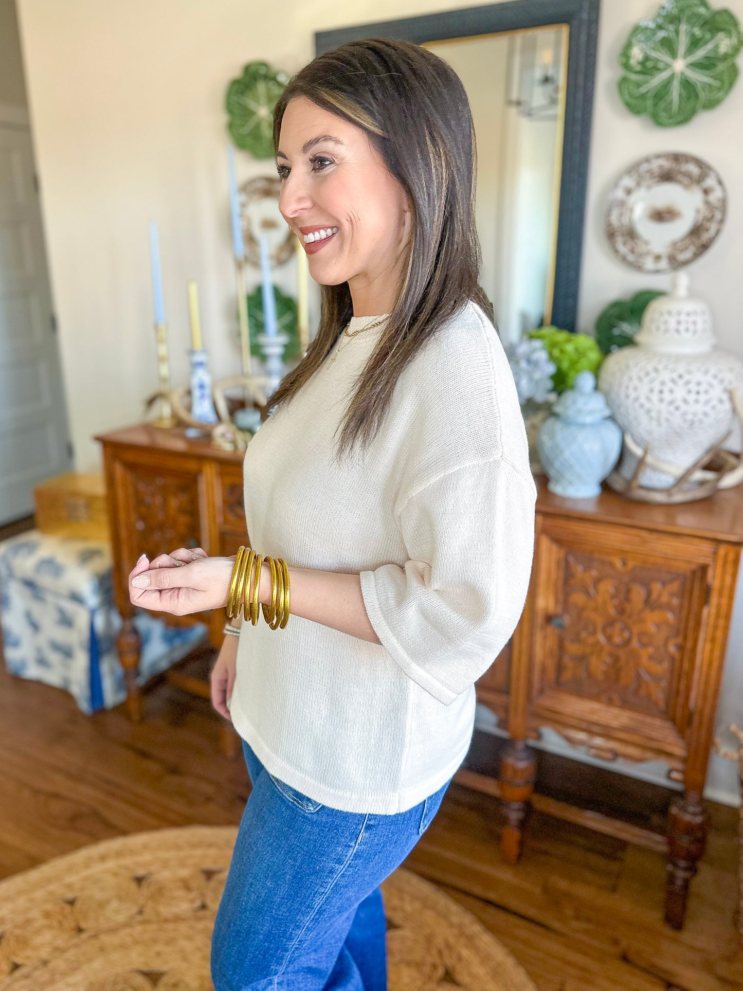 The Maren Knit Top in Cream