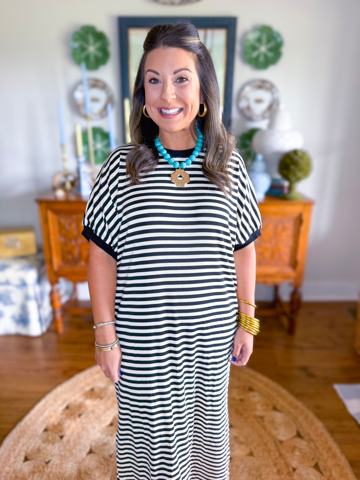 The Easy Days Stripe Dress in Black