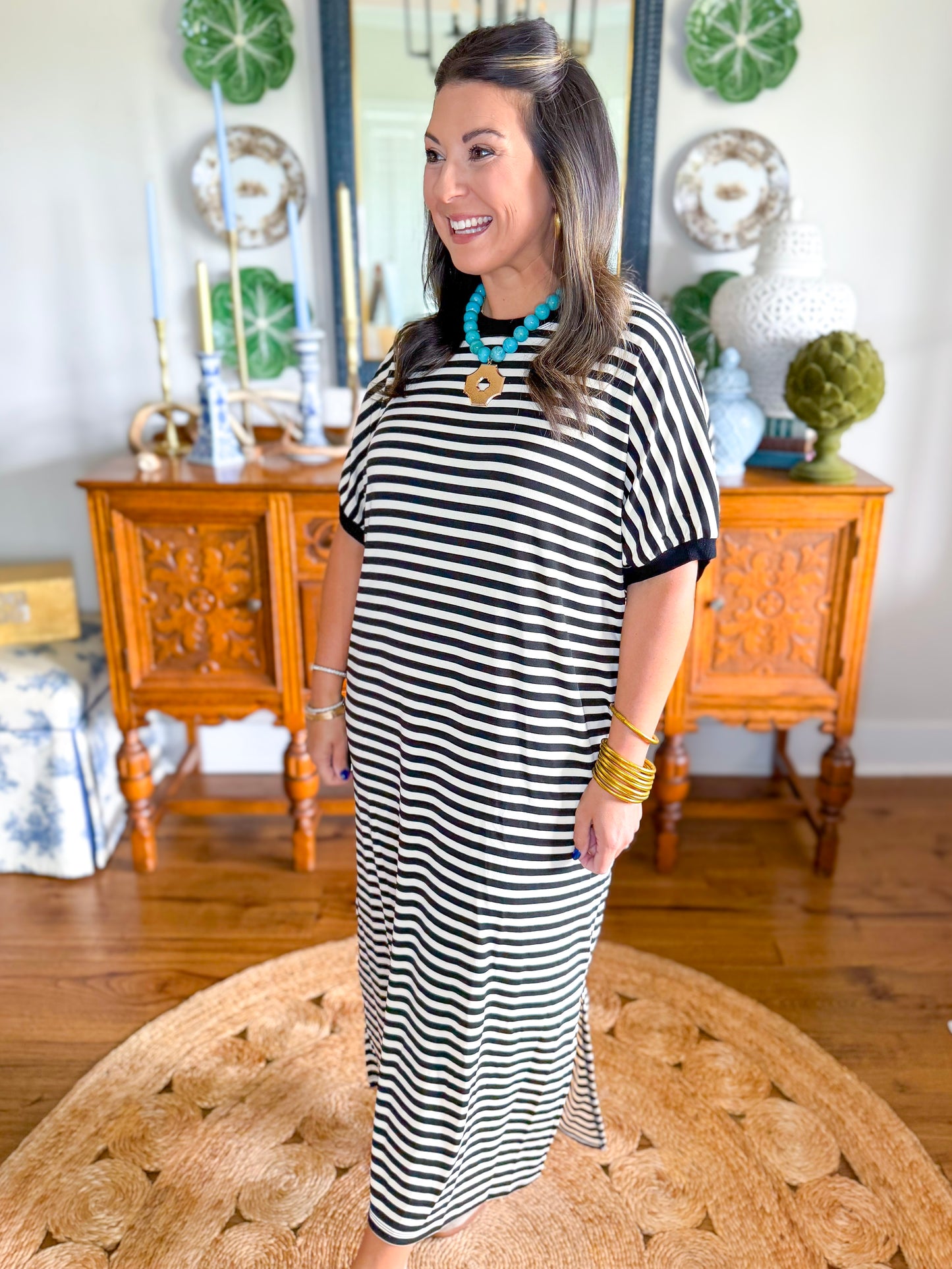 The Easy Days Stripe Dress in Black