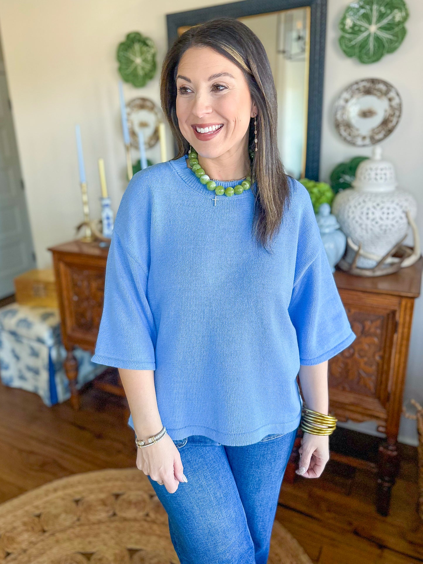 The Maren Knit Top in Chambray