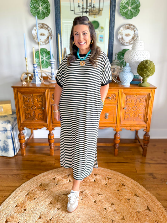 The Easy Days Stripe Dress in Black