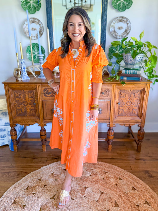 Victoria Dunn Kiawah Dress in Tangerine