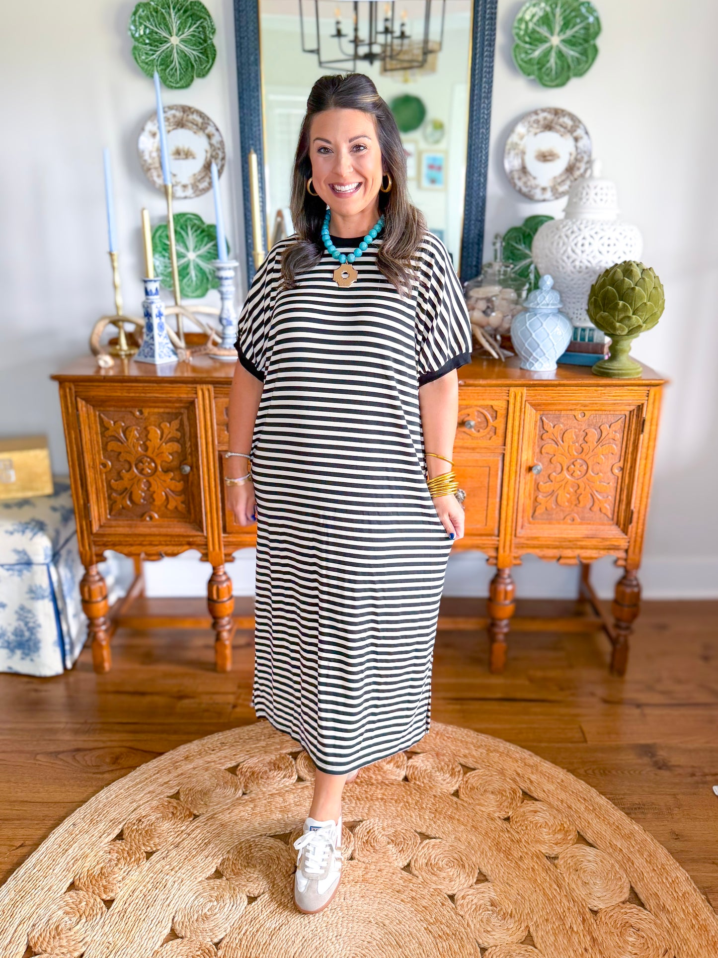The Easy Days Stripe Dress in Black