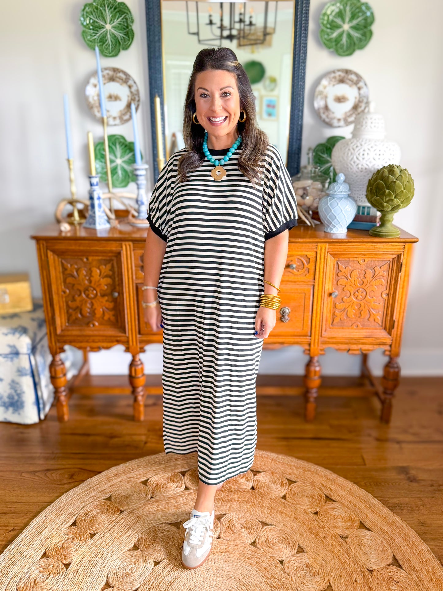 The Easy Days Stripe Dress in Black