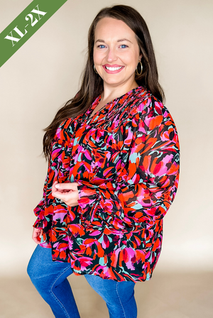 Curvy State of Success Smocked Top