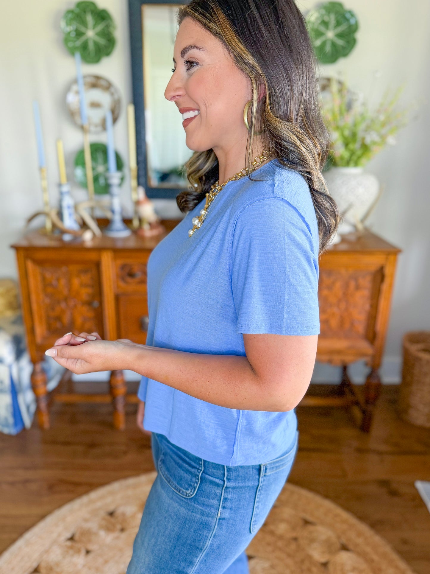 The Perfect Basic Tee in Cornflower Blue