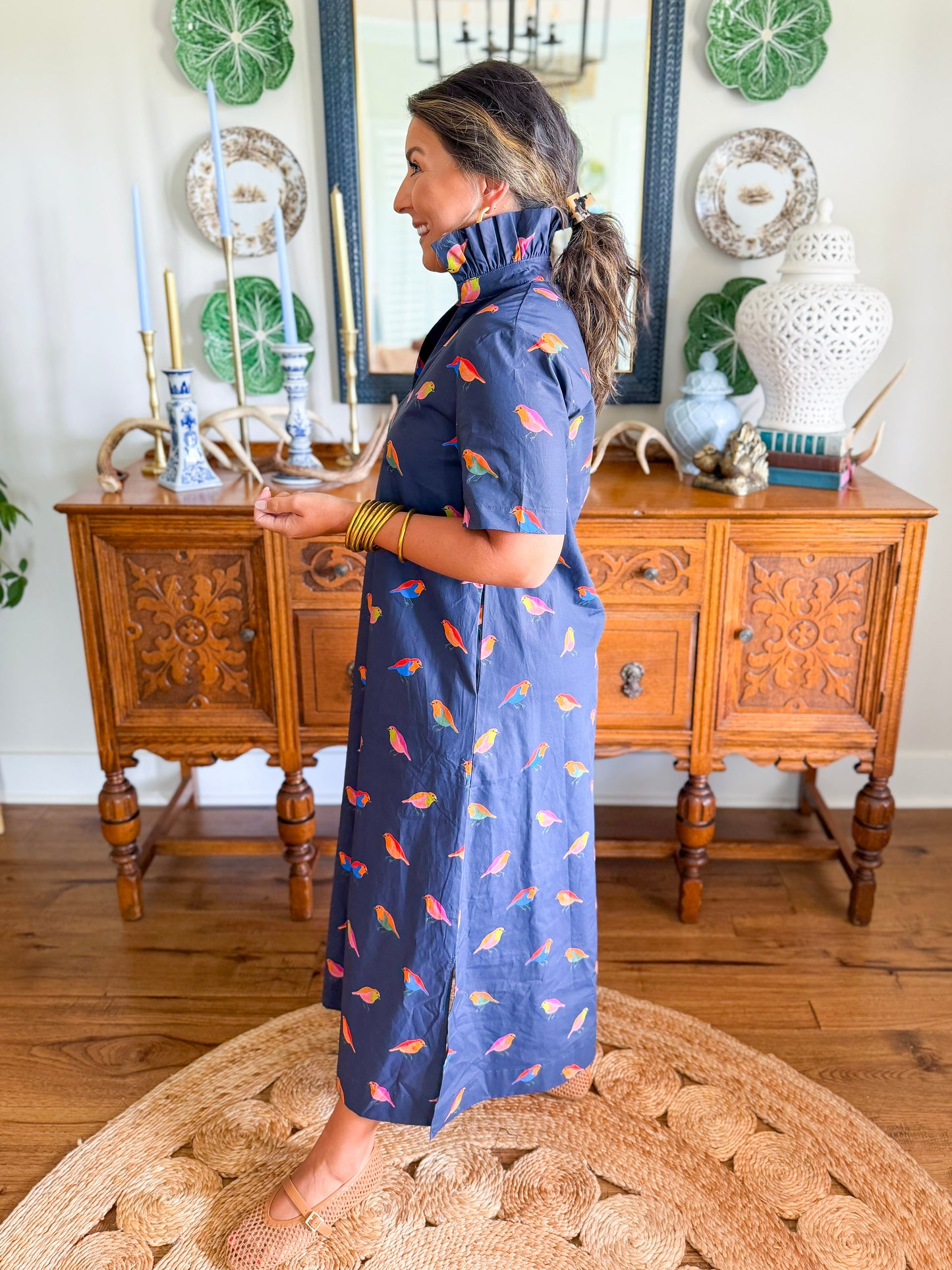 Caryn Lawn | Georgia Bird Dress in Navy