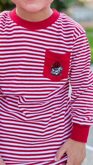 Youth Georgia Bulldogs Striped Long Sleeve Shirt in Red