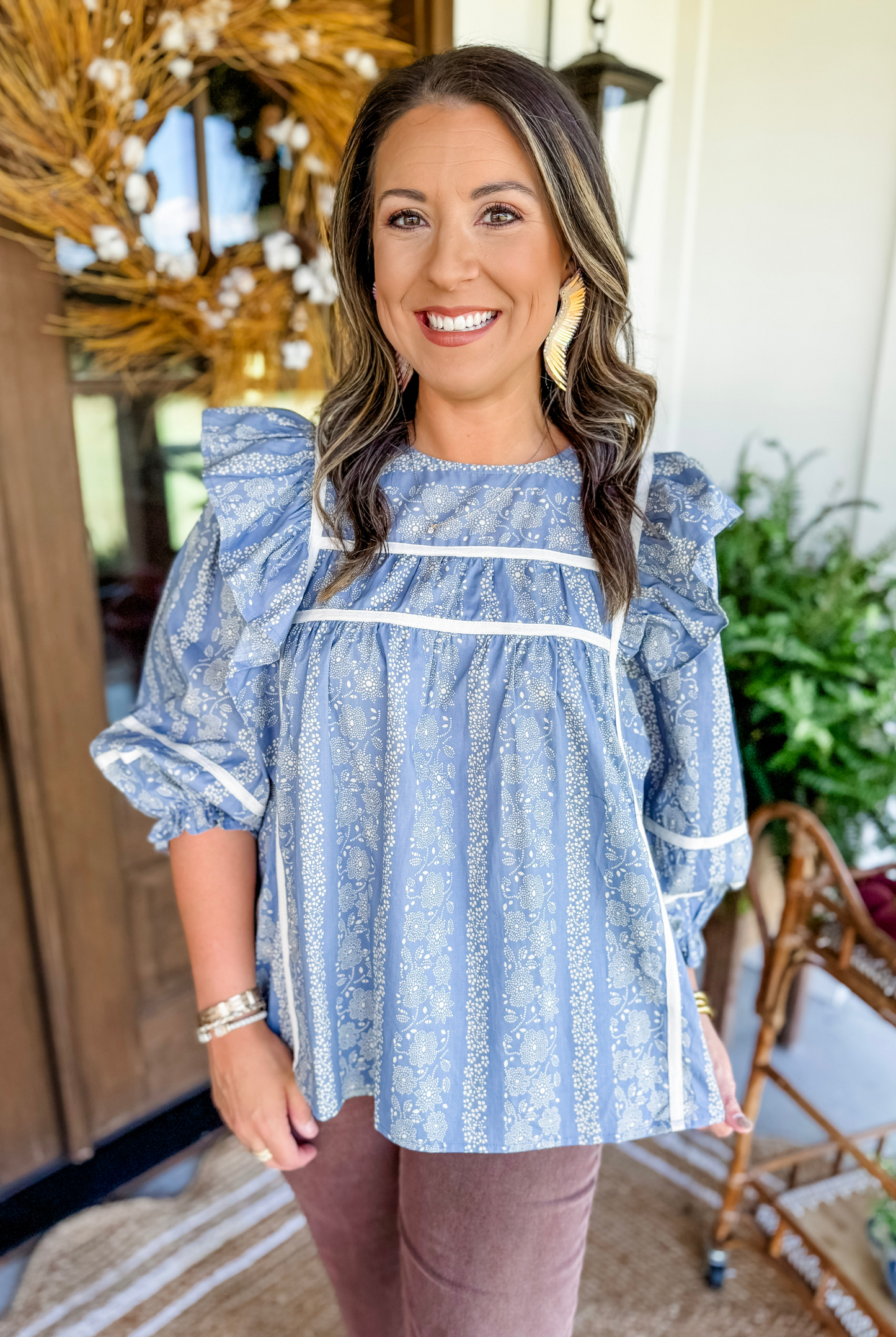 Chambray Blues of Fall Top