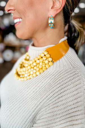 The Olivia Necklace in Marble Mustard