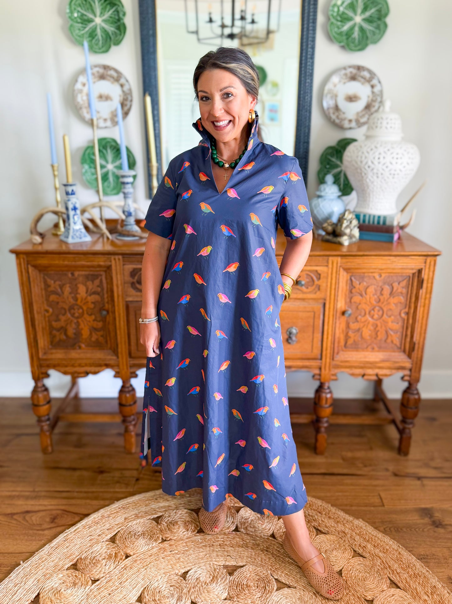 Caryn Lawn | Georgia Bird Dress in Navy