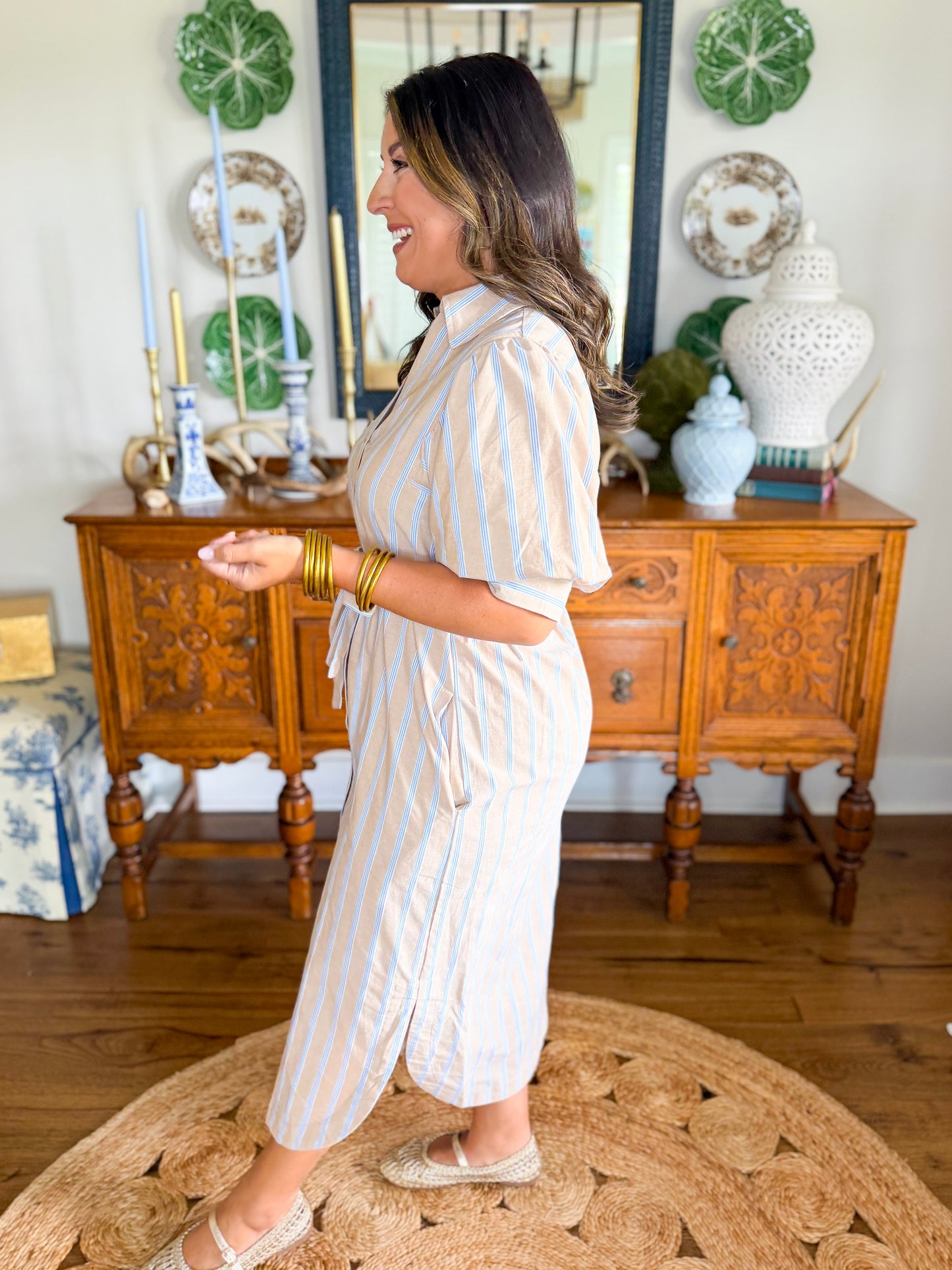 Beach House Stripe Midi Dress