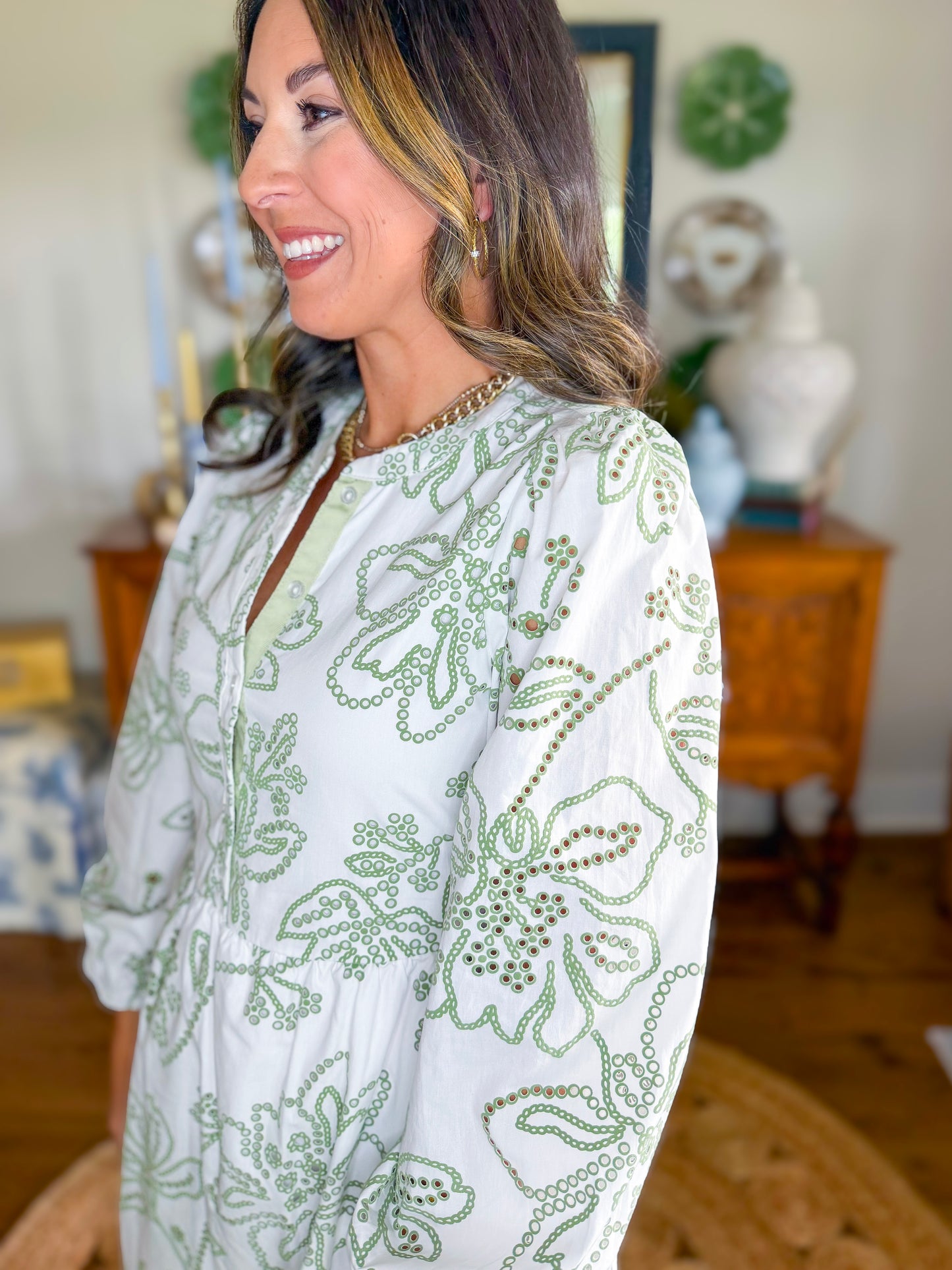 Mary Square | Riley Dress in Lacecap White