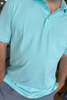 Southern Point Hinton Stripe Performance Polo in Pool Water/White