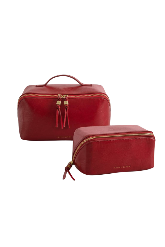 Katie Loxton | Soho Medium Makeup & Toiletry Bag in Crimson