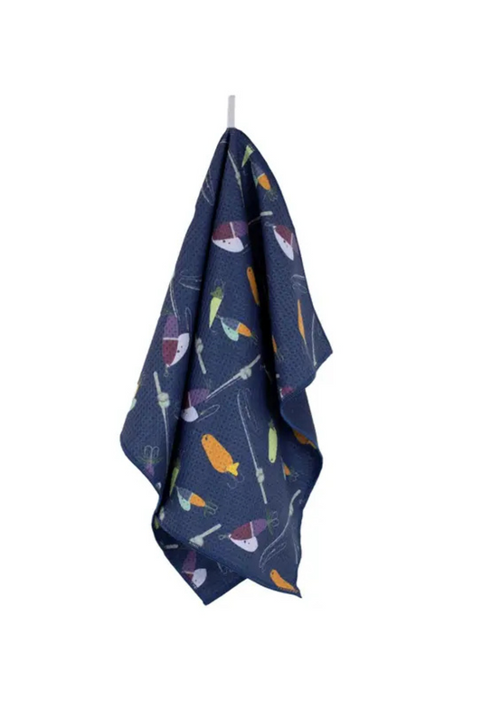 Hook Line & Sinker Waffle Sports Towel Navy/Multi