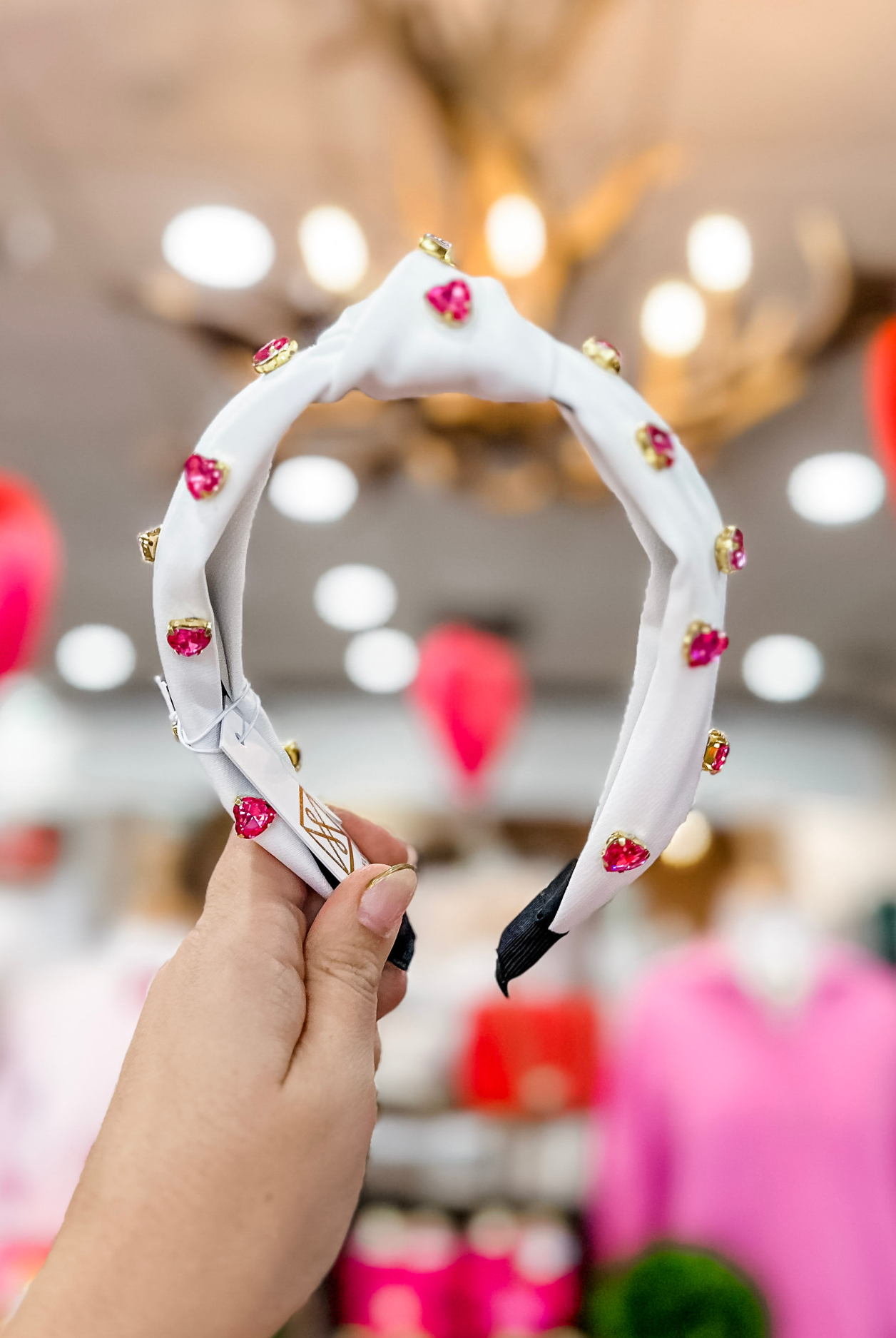 Krista Hot Pink Hearts Headband