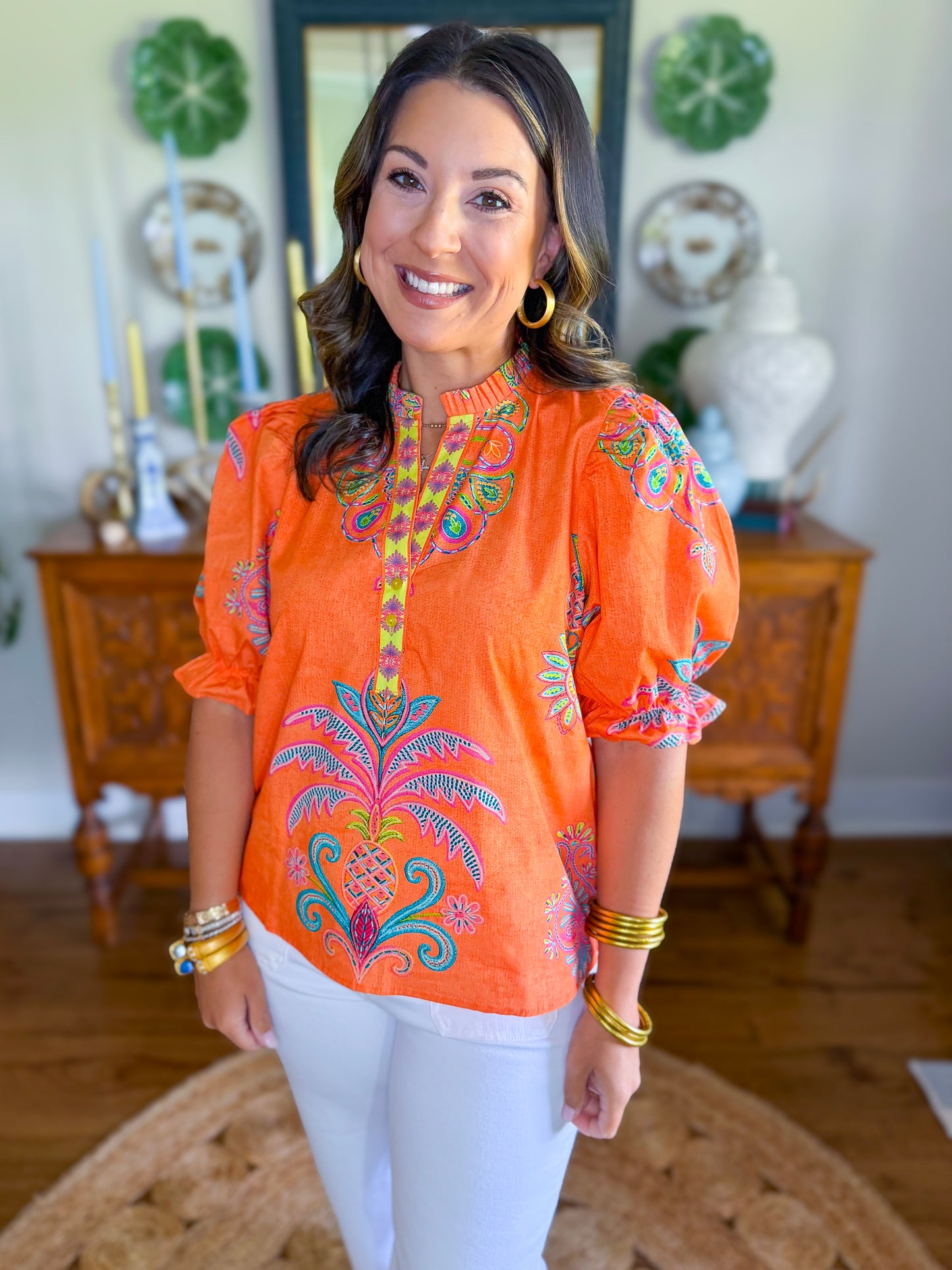 Amy Top in Apricot Filigree