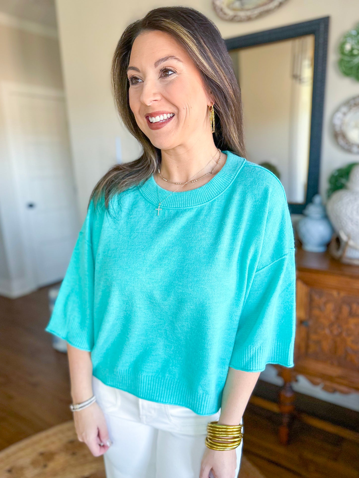 The Linden Knit Top in Mint