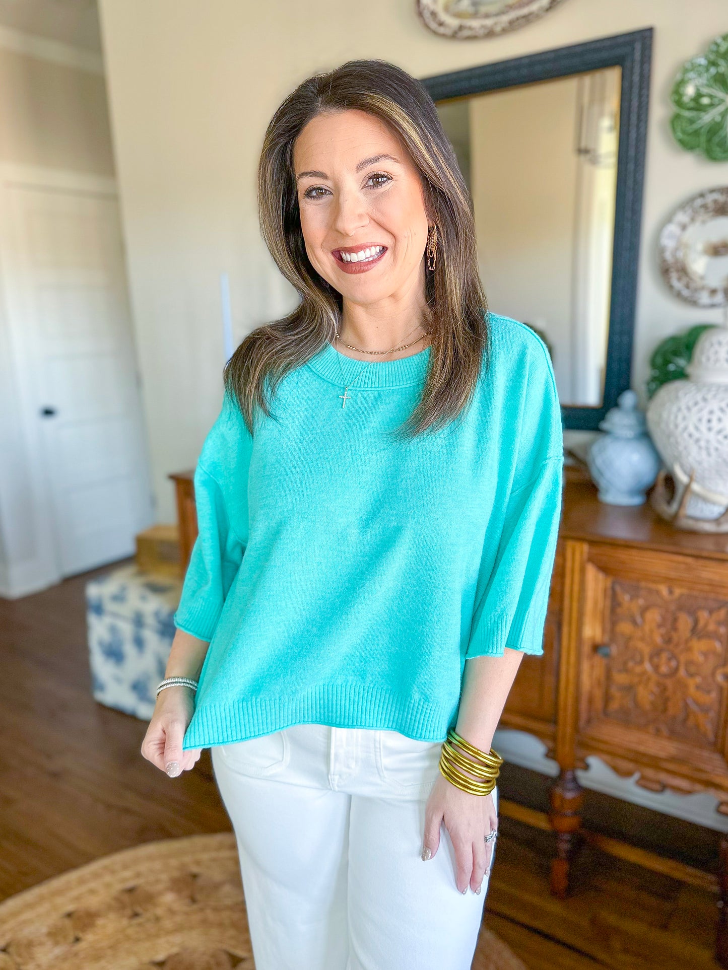 The Linden Knit Top in Mint