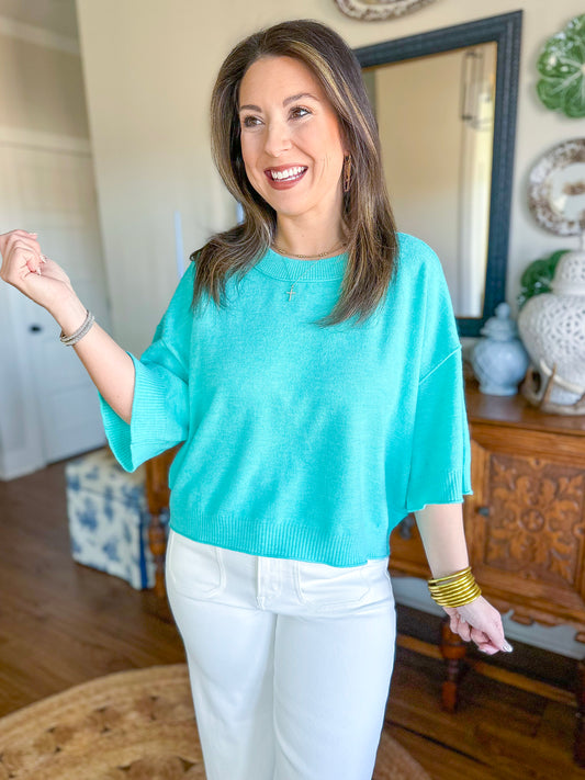 The Linden Knit Top in Mint