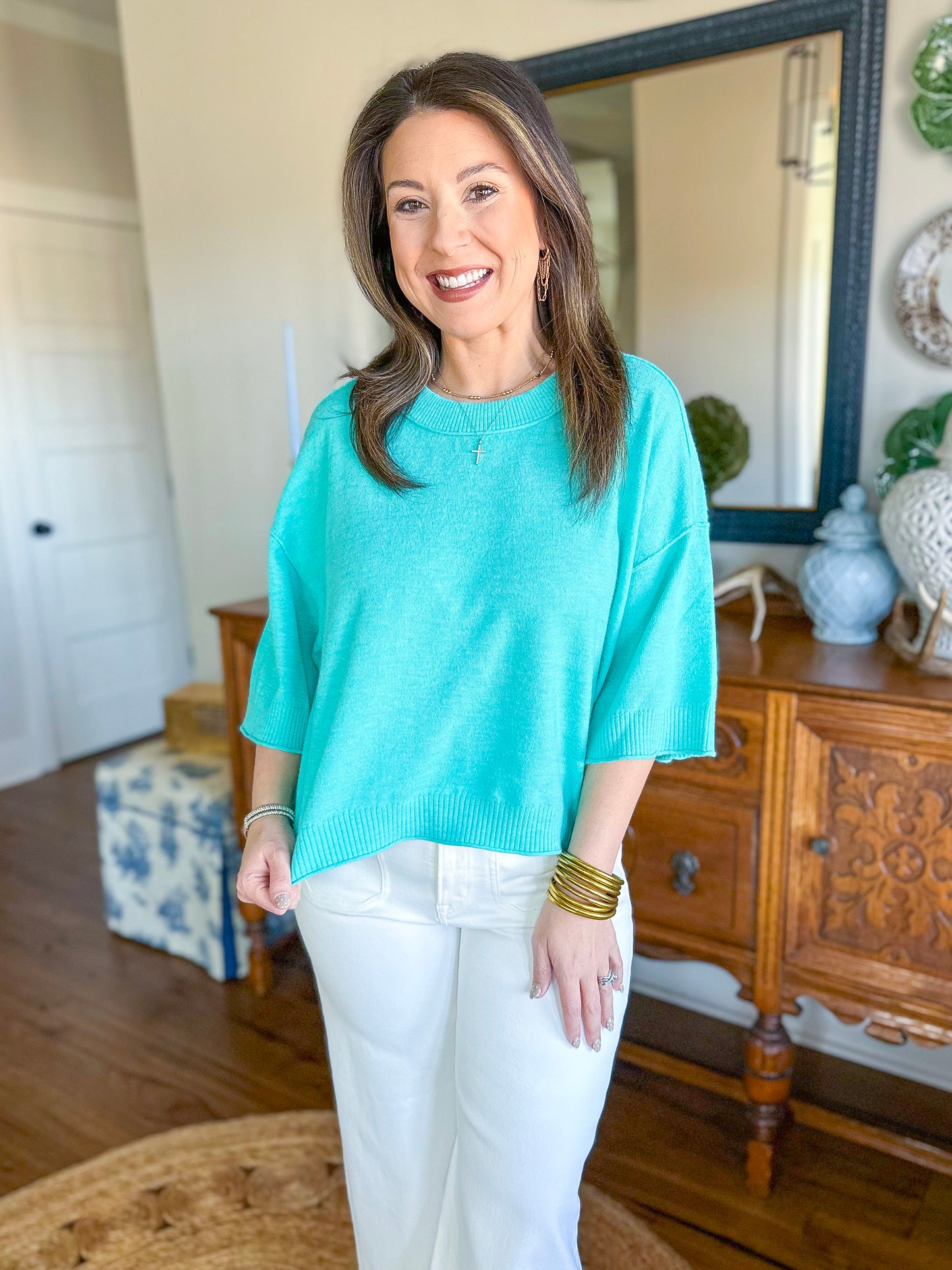 The Linden Knit Top in Mint
