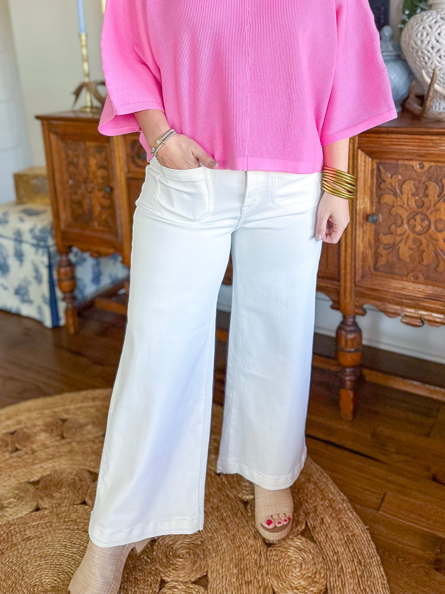 Polly High-Rise Wide Leg Jeans in White