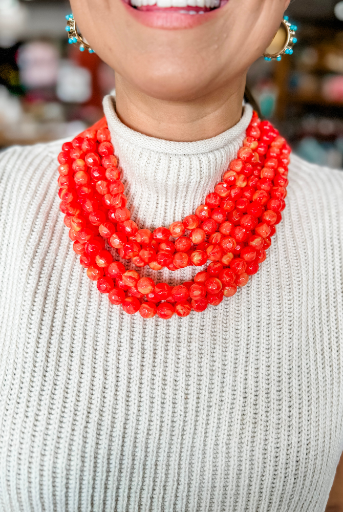 The Olivia Necklace in Marble Coral