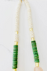 Midi Short Coconut Wood Bone Bead Recycled Glass Bead Green