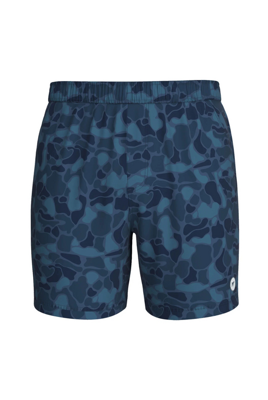 Southern Point Sun Washed Short in Camo Blue