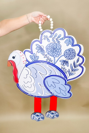Chinoiserie Turkey Door Hanger with Ribbon Legs