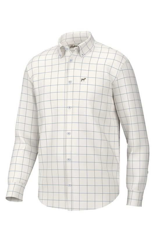 Southern Point Hadley Classic Long Sleeve Button Down in Blue Windowpane