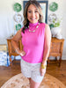 City Sleek Mock Neck Top in Pink