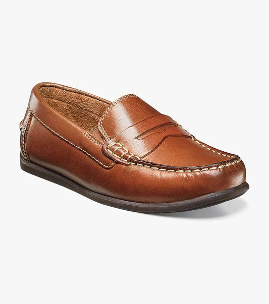Florsheim | Jasper Jr. Boys Moc Toe Penny Driver in Saddle Tan